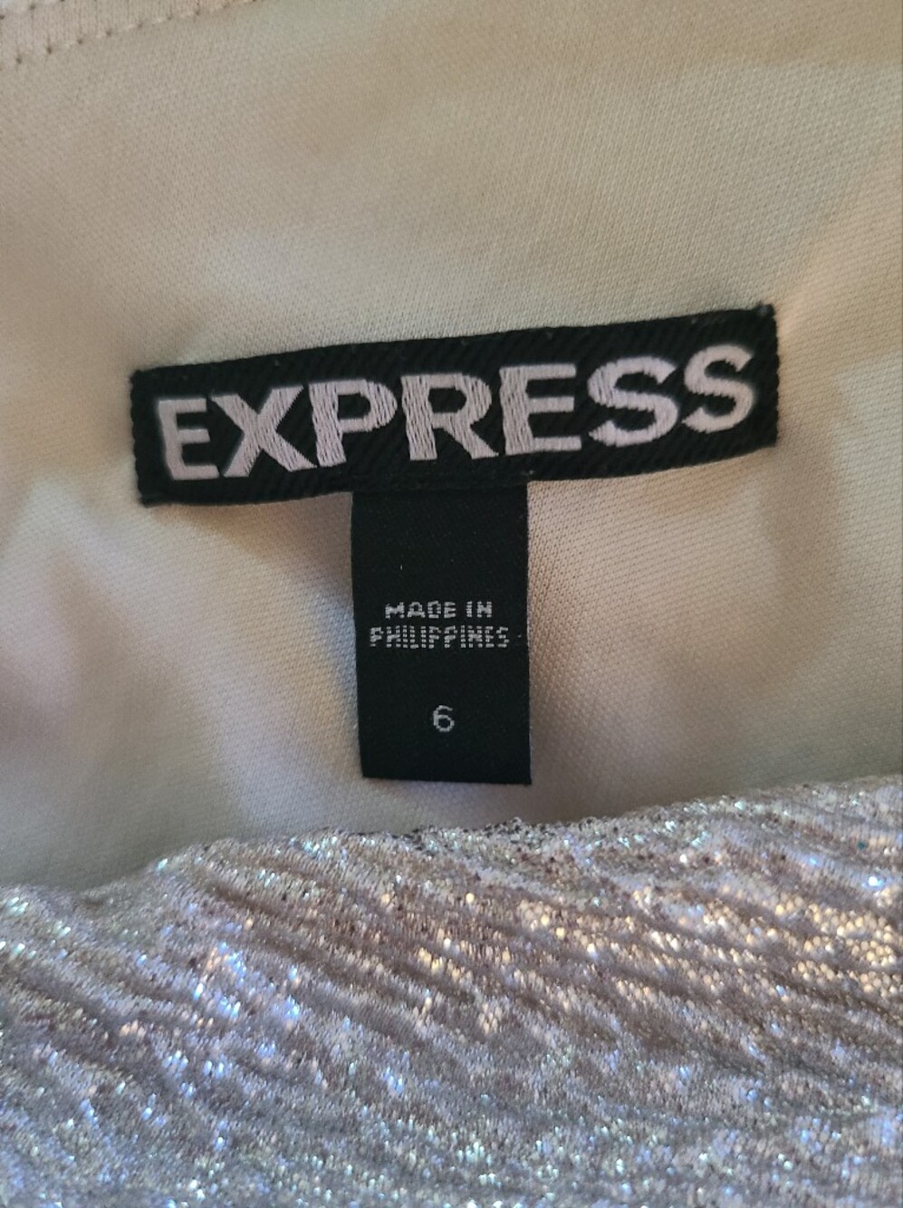 EXPRESS Ruffled One-Shoulder Ruched Metallic Bodycon Mini Dress Cocktail Sparkle - Picture 9 of 9